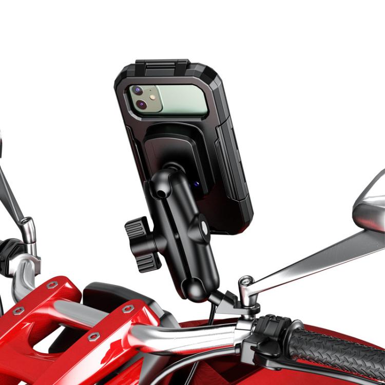 TBD0606450402.jpg Soporte para teléfono móvil con caja impermeable elevada para motocicleta y bicicleta, Large Rearview Mirror - Imagen 1