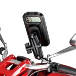 Soporte para teléfono móvil con caja impermeable elevada para motocicleta y bicicleta, Small Rearview Mirror