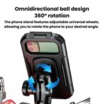 Soporte para teléfono móvil con caja impermeable elevada para motocicleta y bicicleta, Large Rearview Mirror - Imagen 2