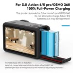 Estuche de carga rápida TELESIN para DJI Osmo Action 6 / 360 / 5 Pro, caja de almacenamiento de baterías de 3 ranuras - Imagen 3