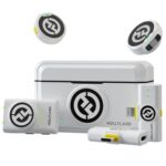 Micrófono de solapa oculto HOLLYLAND LARK M2 del tamaño de un botón, alcance de transmisión de 300 m, sonido HiFi de 48 kHz/24 bits., Combo Version-Ivory White