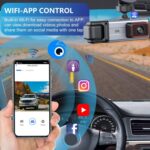 Grabadora de vídeo para coche (DVR) con visión nocturna infrarroja, pantalla HD 1080P de 3,16 pulgadas y pantalla de 3,16 pulgadas., Front + Interior + Wi-Fi Connectivity - Imagen 3