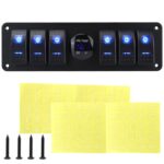Panel de interruptores impermeable para vehículos y barcos con pantalla digital de voltaje, Blue