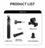 Trípode monopie para selfies TELESIN de 0,9 m, compatible con cámaras de acción y smartphones., Aluminum Alloy Tripod - Imagen 2