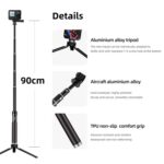 Trípode monopie para selfies TELESIN de 0,9 m, compatible con cámaras de acción y smartphones., Aluminum Alloy Tripod - Imagen 4
