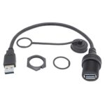 Cable de extensión para salpicadero de coche, barco o yate (macho a hembra, 1 m), con conexión de datos y carga AMAF., USB3.0