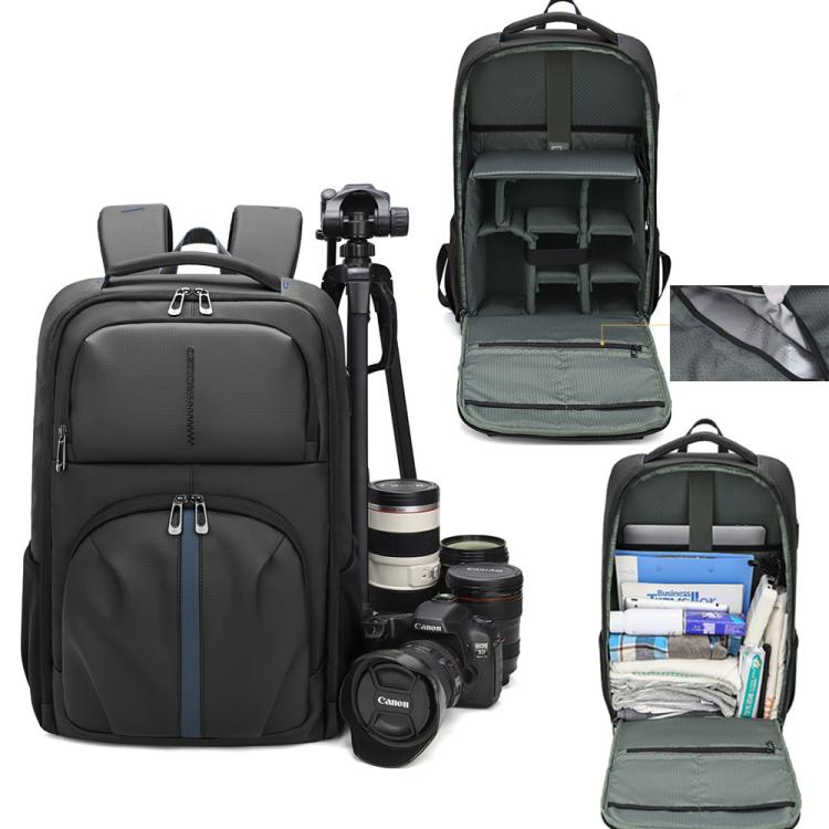TBD0606561601A.jpg Mochila fotográfica QISEMIAN con inserto extraíble, zona de separación para ropa seca y húmeda, divisores personalizables para cámaras y portátil de 16 pulgadas. - Imagen 1