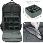 Mochila fotográfica QISEMIAN con inserto extraíble, zona de separación para ropa seca y húmeda, divisores personalizables para cámaras y portátil de 16 pulgadas. - Imagen 4