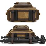 Mochila fotográfica retro de lona encerada con doble correa para cámara sin espejo y portátil. - Imagen 4