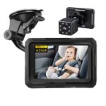 Monitor de bebé para coche de 4,3 pulgadas, HD 1080P, con cámara de visión nocturna infrarroja., With Cigarette Lighter