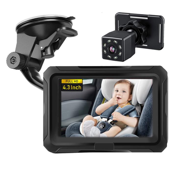 TBD0606588101.jpg Monitor de bebé para coche de 4,3 pulgadas, HD 1080P, con cámara de visión nocturna infrarroja., With Cigarette Lighter - Imagen 1