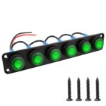 Interruptor de panel marino redondo impermeable con luz LED, 6 Button Green