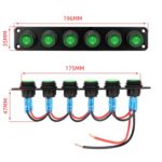 Interruptor de panel marino redondo impermeable con luz LED, 6 Button Green - Imagen 4