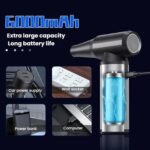 Aspiradora para coche, soplador inalámbrico sin escobillas, mini ventilador de alta potencia para exteriores., W16 - Imagen 3