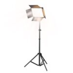 Panel LED cuadrado plano de 10 pulgadas, 2700K-6500K, con aletas de 4 hojas y trípode de 2,1 m para estudio de fotografía/vídeo., US Plug