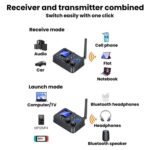 Adaptador de audio inalámbrico Bluetooth 5.4 GT87 2 en 1 con receptor y transmisor RCA/AUX - Imagen 3