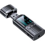 Adaptador de audio Bluetooth 5.4 GT72 con pantalla digital, receptor y transmisor portátil.