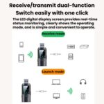 Adaptador de audio Bluetooth 5.4 GT72 con pantalla digital, receptor y transmisor portátil. - Imagen 3