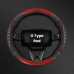 Funda para volante de coche con diseño de panal, sin costuras, protector de volante universal., O Type Red