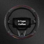 Funda para volante de coche con diseño de panal, sin costuras, protector de volante universal., O Type Coffee