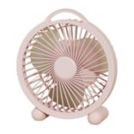 Portable Desktop Fan High-Wind Table Fan For Dormitory & Office, 6 inch Rechargeable Pink