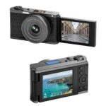 4K Waist-Level Viewfinder Flip-Screen Selfie Mirrorless Digital Camera, Crocodile Leather