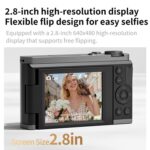 4K Waist-Level Viewfinder Flip-Screen Selfie Mirrorless Digital Camera, Pebbled Texture - Imagen 6