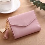 Cartera de mujer con colgante con flecos, cartera con textura de Litchi, paquete de tarjetas, monedero