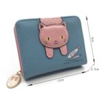 Cartera de gato lindo para mujer, cartera pequeña con cremallera, monedero de cuero PU, tarjetero, Cat Blue - Imagen 2