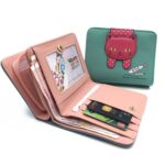 Cartera de gato lindo para mujer, cartera pequeña con cremallera, monedero de cuero PU, tarjetero, Cat Blue - Imagen 4