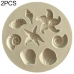 2 uds elemento marino molde estrella de mar Concha modelo silicona pastel Fondant herramienta, Cake Fondant Tool