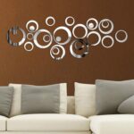 24 Uds 3D DIY círculos decoración espejo pegatinas de pared para fondo de TV decoración del hogar decoración de pared acrílica arte