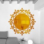 Etiqueta engomada de la pared del techo de la decoración Mural del vinilo del arte del espejo de la vid de la flor, Flower Vine Sticker(Gold)