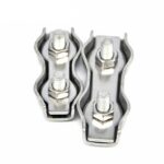 5 PCS 304 Placa de acero inoxidable Clip único Abrazadera doble Abrazadera de cable, M4 Double Clip