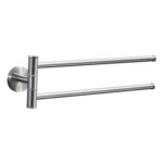 Toallero giratorio de acero inoxidable, toallero para baño, cocina, montado en la pared, soporte para estante pulido, Brushed Two Poles