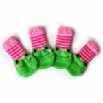 2 pares de calcetines antideslizantes de punto para mascotas, lindos cachorros y perros, M - Imagen 2