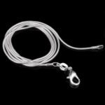Collar de cadena de hueso de serpiente plateado collar fino femenino, 1mm 22 inch