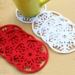 Almohadillas para taza de copos de nieve, adornos navideños de tela no tejida, bandeja para platos de cena, almohadillas de café, 10 Uds. - Imagen 2