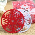 Almohadillas para taza de copos de nieve, adornos navideños de tela no tejida, bandeja para platos de cena, almohadillas de café, 10 Uds. - Imagen 4