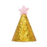 10 Uds. Gorro dorado de cumpleaños para niños, gorro de estrella, gorro con purpurina para pastel