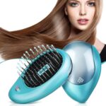 Cepillo iónico de pelo eléctrico portátil, alisador de pelo, peine de iones negativos, masaje antiestático, Mini peine de pelo liso, Green