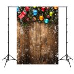 1.5m x 2.1m Nostálgico 3D Escena de nieve Pared de madera Niños Fotografía Paño de fondo