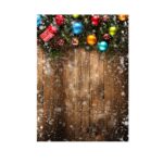 1.5m x 2.1m Nostálgico 3D Escena de nieve Pared de madera Niños Fotografía Paño de fondo - Imagen 2