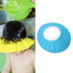 Gorro de ducha seguro para bebé, gorro con visera de baño para niños, gorro de ducha ajustable para proteger los ojos, protector de lavado de cabello para niños, gorro impermeable, 3 uds., Blue+Round