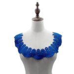 Collar bordado de encaje de seda de leche Collar falso hueco Accesorios de ropa de bricolaje, Tamaño: aproximadamente 32 x 26 cm, Blue