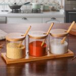 Suministros de cocina de tarro de condimento transparente de borosilicato creativo, One Sets