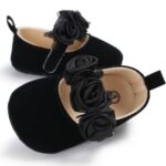 Preciosos zapatos de cuna para bebé recién nacido con flores, zapatos de bebé antideslizantes suaves para antes de caminar, 12cm