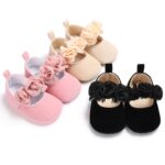 Preciosos zapatos de cuna para bebé recién nacido con flores, zapatos de bebé antideslizantes suaves para antes de caminar, 12cm - Imagen 2