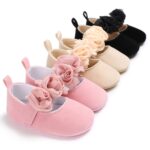 Preciosos zapatos de cuna para bebé recién nacido con flores, zapatos de bebé antideslizantes suaves para antes de caminar, 12cm - Imagen 3