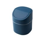 Mini papelera para escritorio para el hogar, caja cilíndrica de limpieza para almacenamiento de desechos cubiertos, Flip Lip